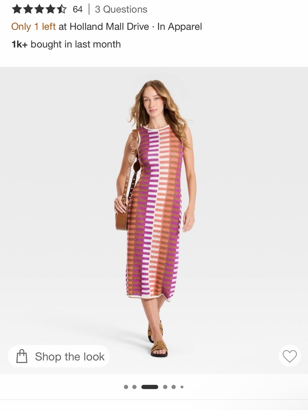 Sleeveless Knit Stripe Midi Dress in Pink & Brown